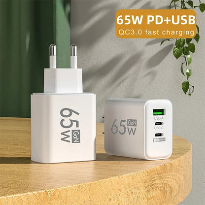 Babizone™ Chargeur Rapide GaN 65W | Adaptateur USB Type-C PD 3.0 pour iPhone, Xiaomi, Huawei, Samsung